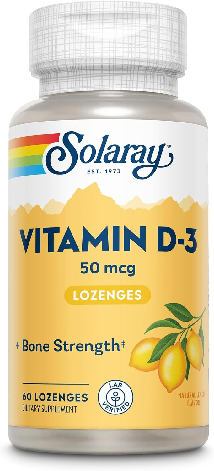SOLARAY Vitamin D3 2000 IU Lozenges - Natural Lemon Flavour, 60 Count
