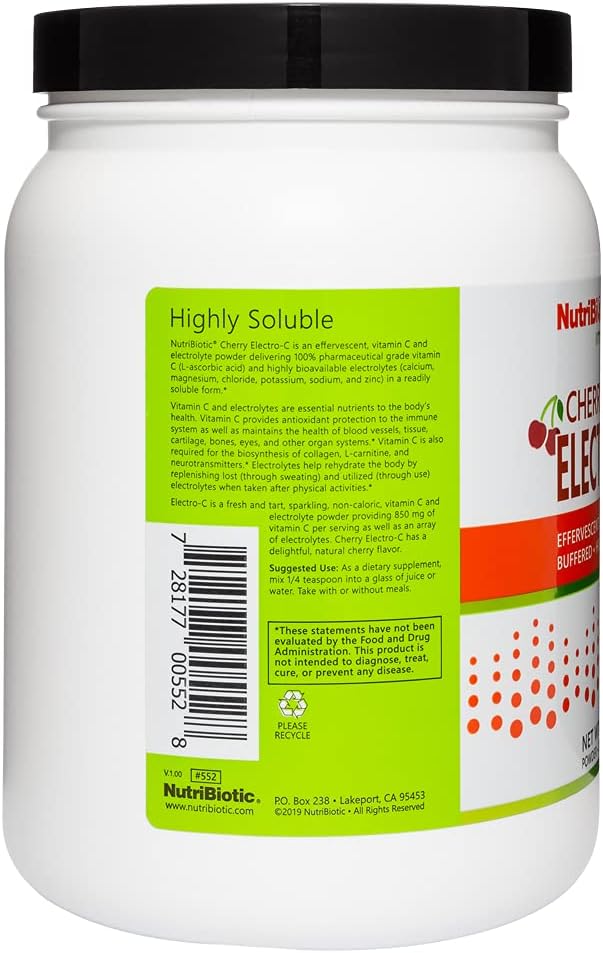 NutriBiotic Cherry Electro-C Vitamin C & Electrolyte Powder, 1 kg (2.2 lb)