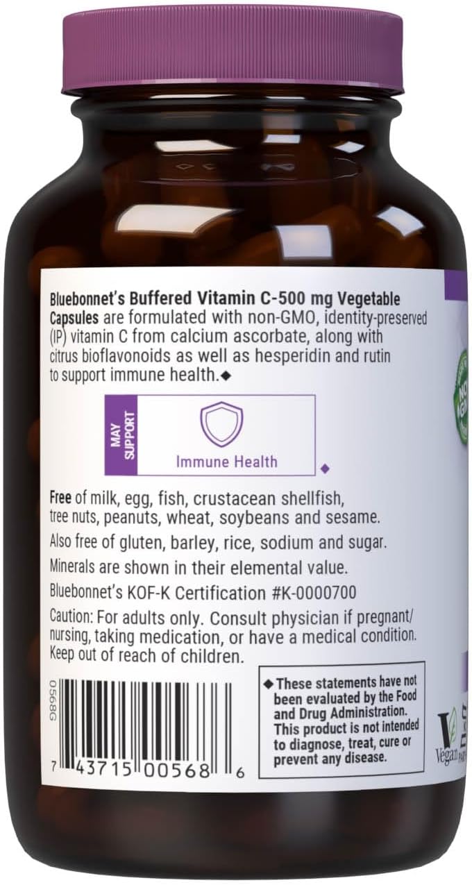 Bluebonnet Buffered Vitamin C 500 mg Vegetable Capsules - 90 Count - görsel 3