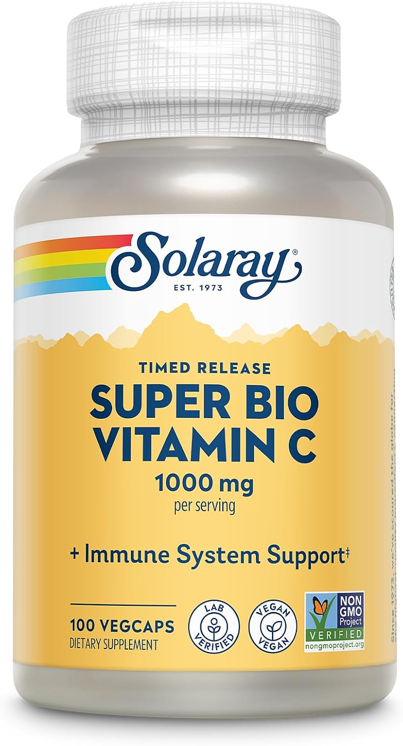 SOLARAY Super Bio Vitamin C 1000 mg – Buffered Timed Release with Bioflavonoids, 250 VegCaps