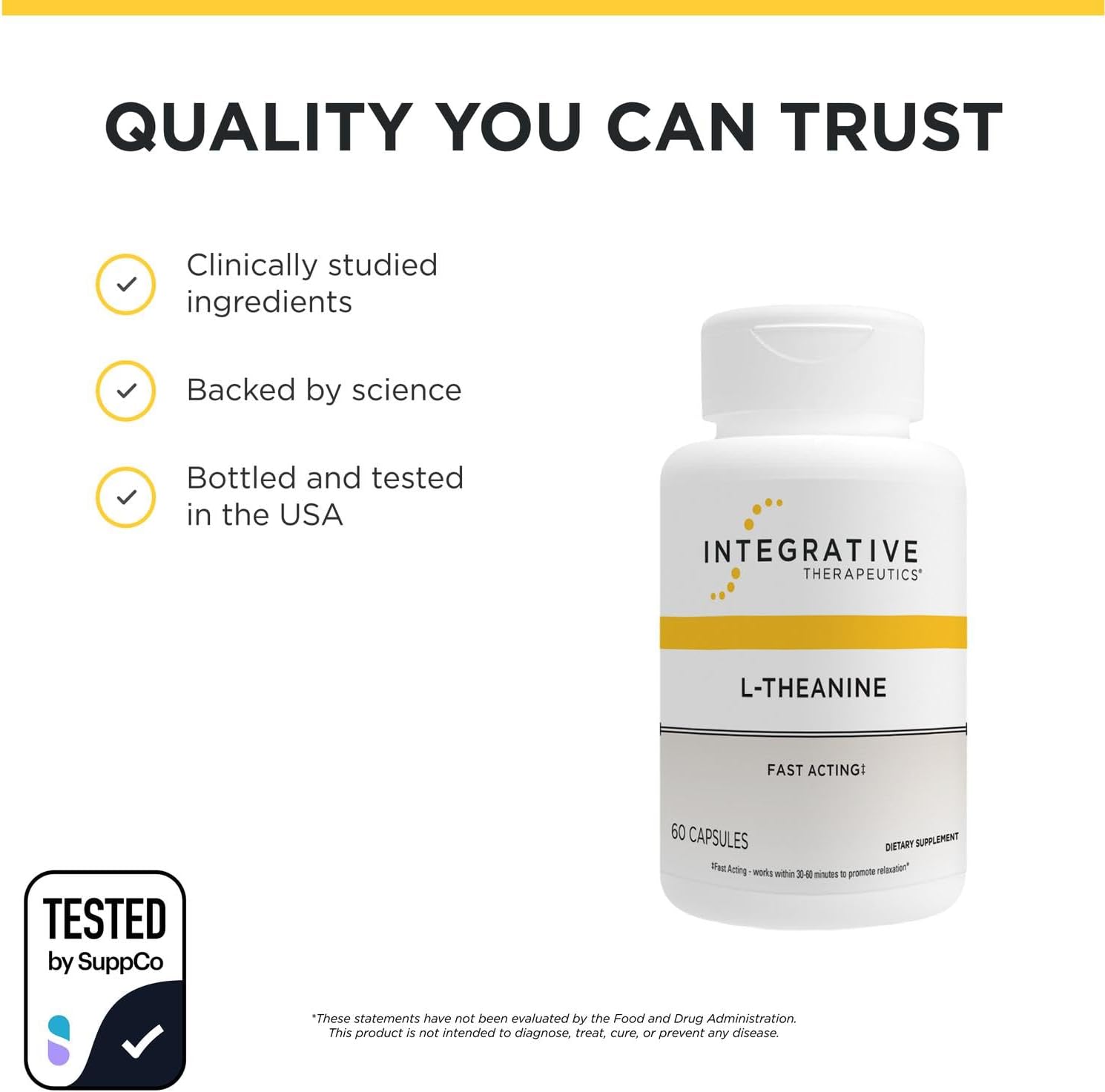 Integrative Therapeutics L-Theanine - Amino Acid Supplement for Stress and Relaxation Support - 60 Capsules