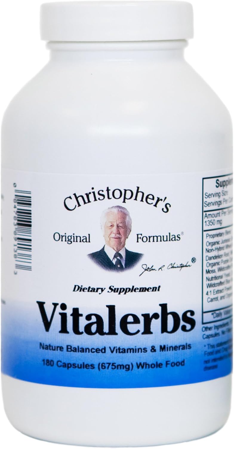Christopher's Original Formulas Vitalerbs, Nutrient-Rich Herbal Supplement, 180 Vegetarian Capsules