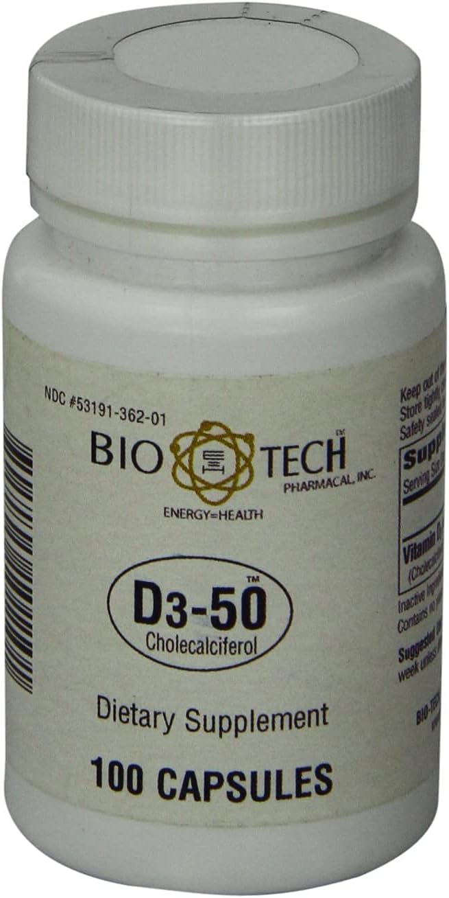 Bio-Tech Pharmacal D3-50 50,000 IU - Vitamin D3 Supplement, 100 Capsules - görsel 4