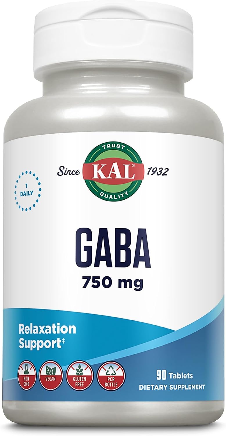 KAL GABA Supplement for Relaxation and Stress Relief - 90 Tablets