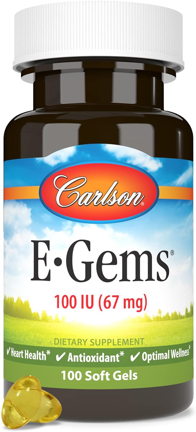 Carlson E-Gems Natural-Source Vitamin E 100 IU (67 mg) – 100 Soft Gels