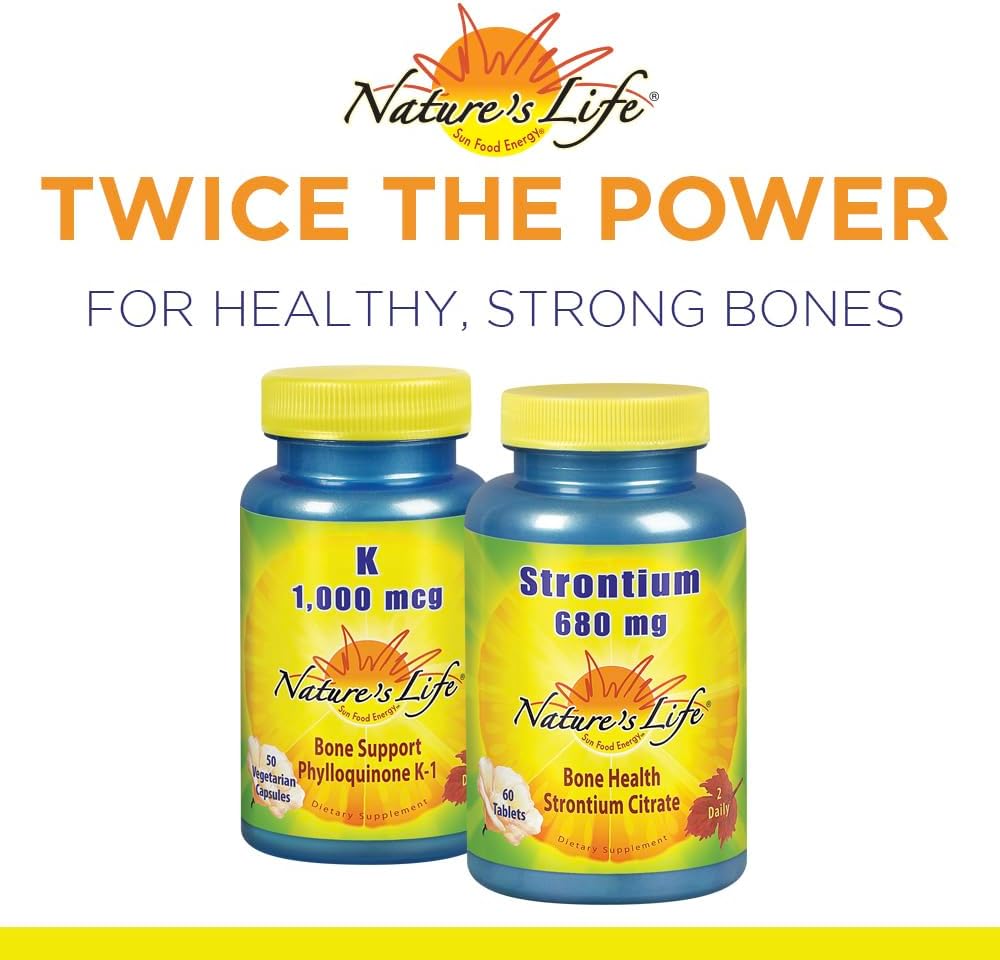 Nature's Life Vitamin K 1000 mcg | Phylloquinone K-1 Supplement for Bone and Heart Health | 50 Vegetarian Capsules
