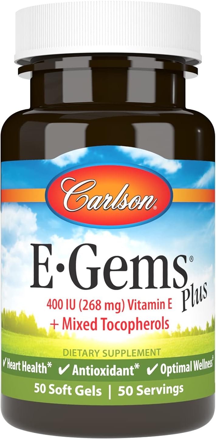 Carlson E-Gems Plus Natural Vitamin E, 400 IU, 50 Softgels