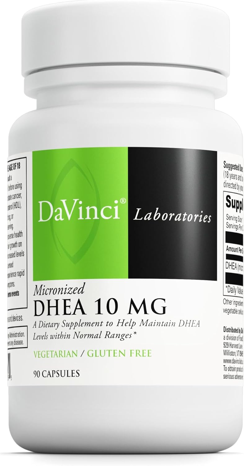 DAVINCI Labs Micronized DHEA 10mg – Support for Healthy Aging, Hormonal Balance, Brain Health & Thyroid Function – Vegetarian, Gluten-Free – 90 Capsules