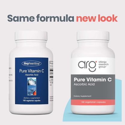 Allergy Research Group ARG Pure Vitamin C - Unbuffered Ascorbic Acid 2000 mg - 100 Capsules