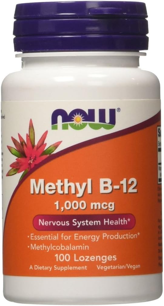 NOW Foods Methyl B-12, 1000 mcg, Vegan Lozenges, 200 Count (Pack of 2)