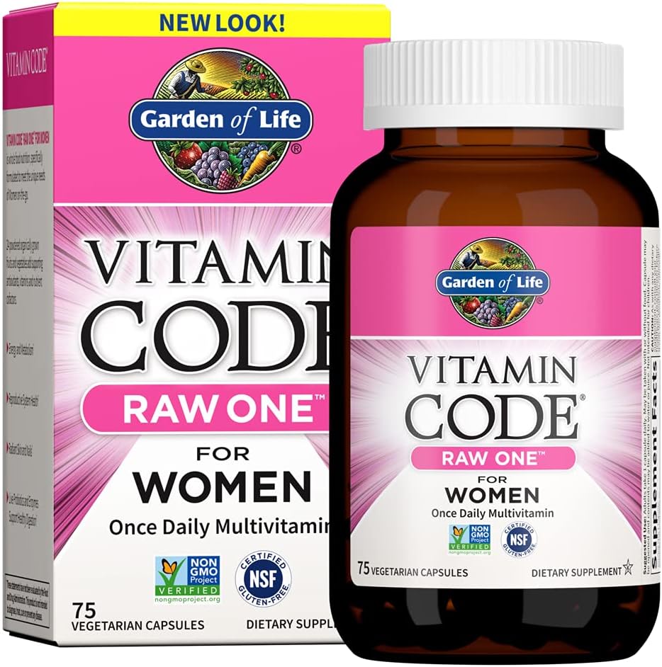 Garden of Life Vitamin Code RAW ONE for Women Once Daily Whole Food Multivitamin with Probiotics, 75 Capsules