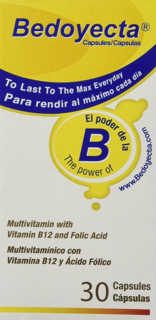 Bedoyecta Multivitamin with Iron, Folic Acid, Vitamin C, B1, B2, B9, and B12, 30 Capsules