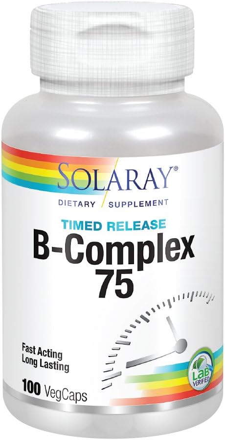 Solaray Vitamin B-Complex 75 mg – Timed-Release – 100 Capsules