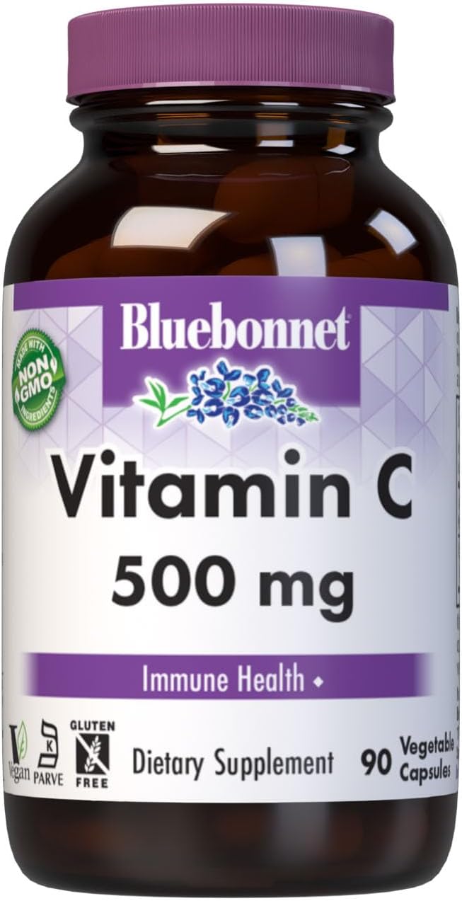 Bluebonnet Nutrition Vitamin C 500 mg - Ascorbic Acid - Immune & Skin Health - 90 Vegetable Capsules