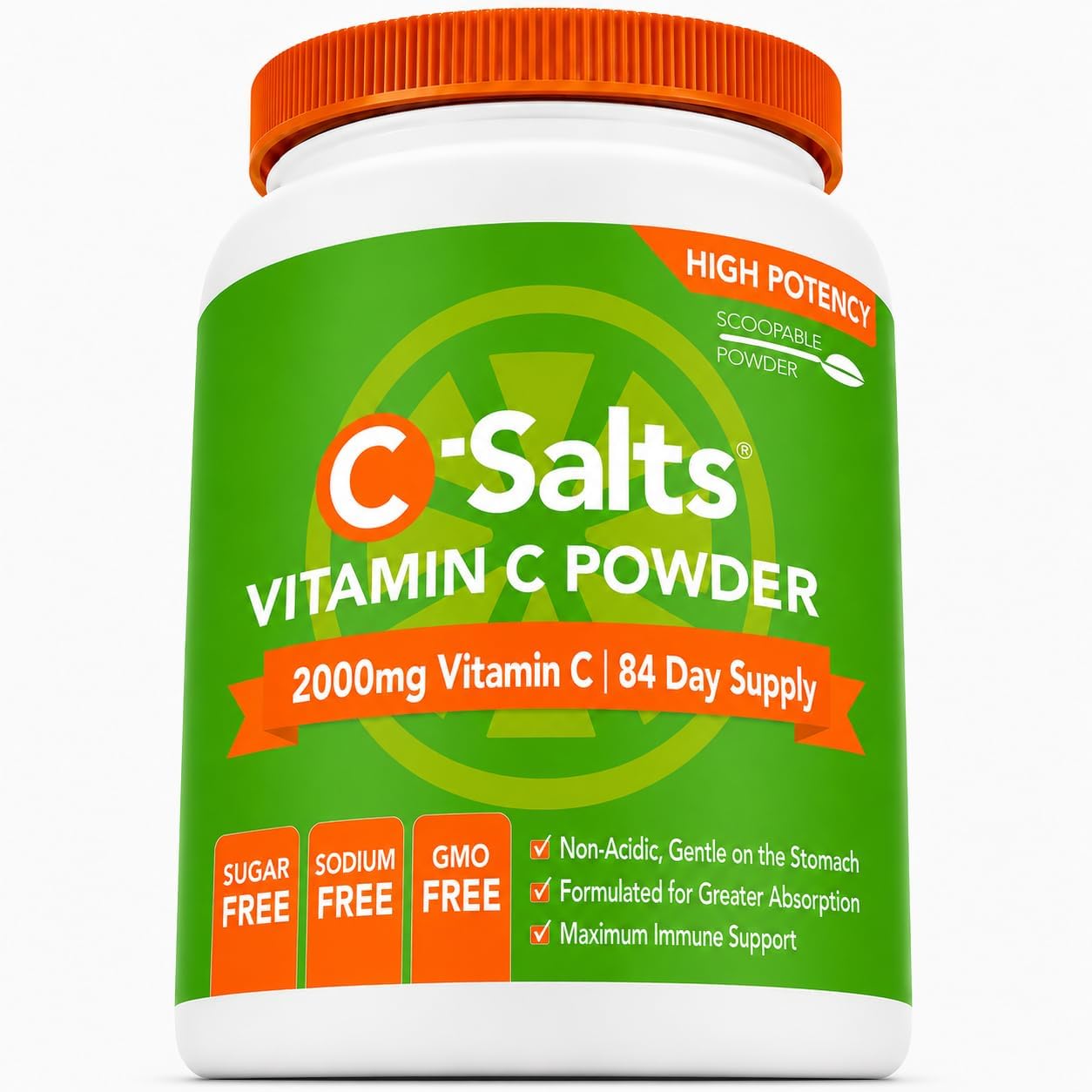 C-Salts Buffered Vitamin C Powder - Organic, Stomach Friendly, 4000 mg (84 Servings)