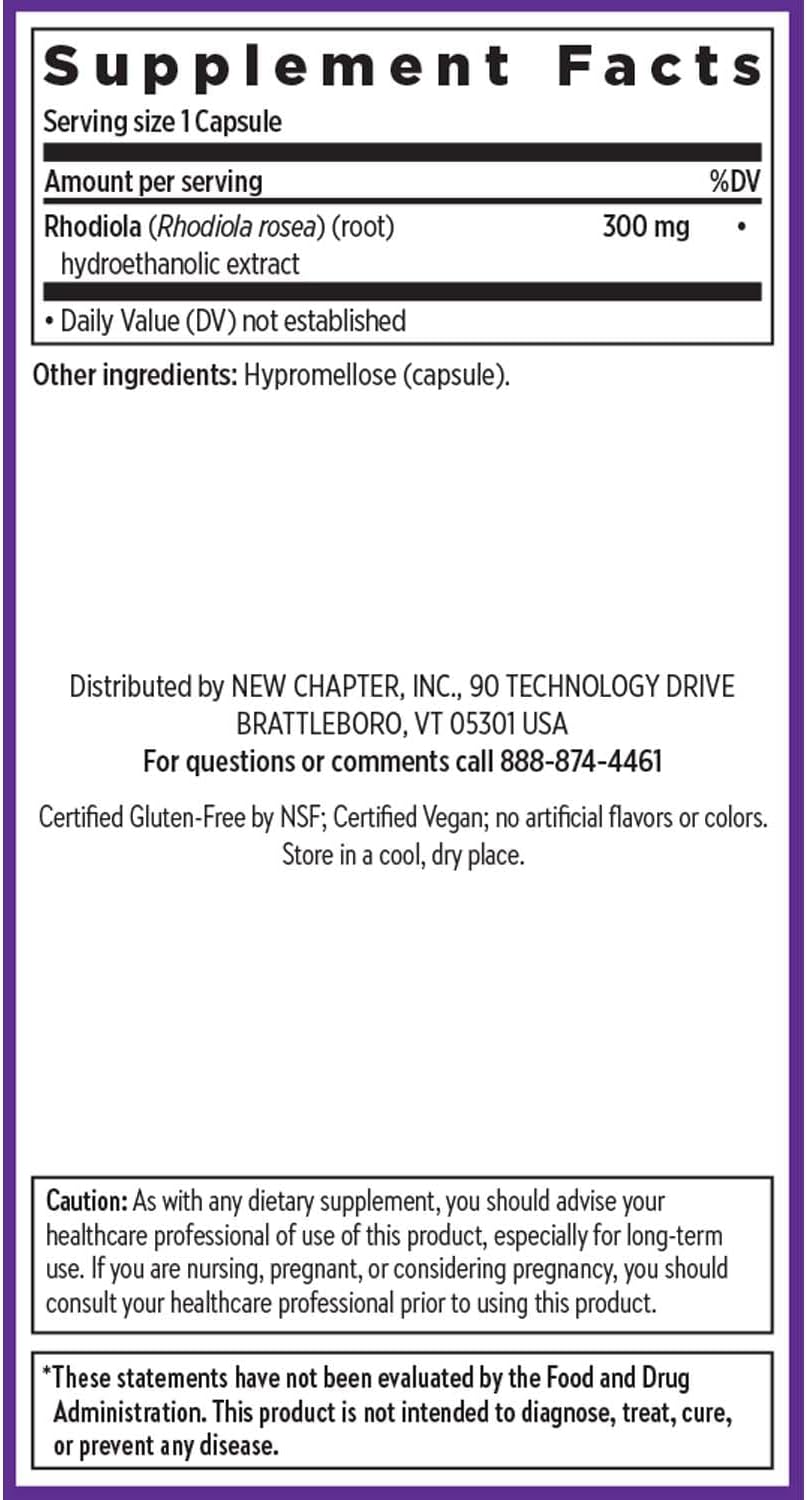 New Chapter Rhodiola Force 300 mg – Vegan Adaptogen for Mental Focus and Stress Support