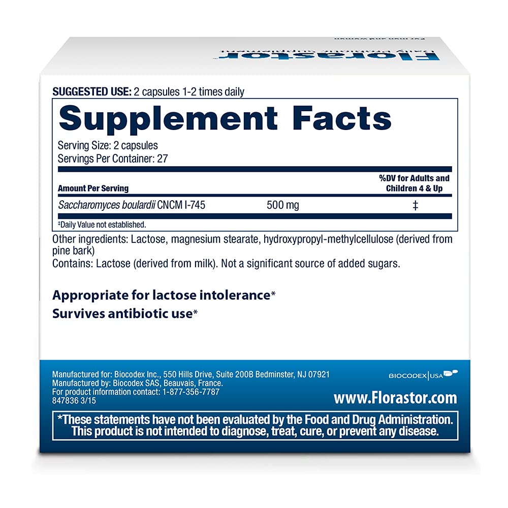 Florastor Daily Probiotic for Women and Men – Digestive Health Support, Saccharomyces Boulardii CNCM I-745, 54 Capsules (Pack of 3)