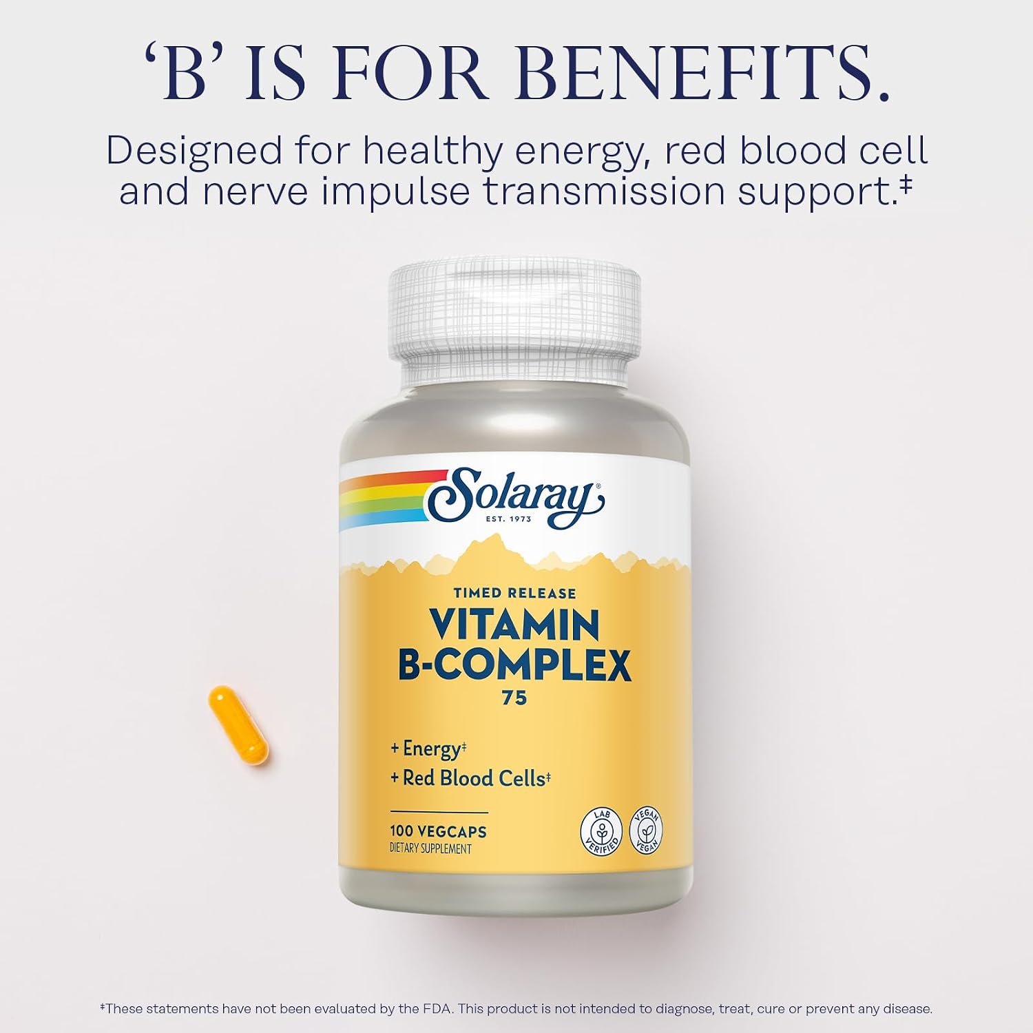 Solaray Vitamin B-Complex 75 mg – Timed-Release – 100 Capsules