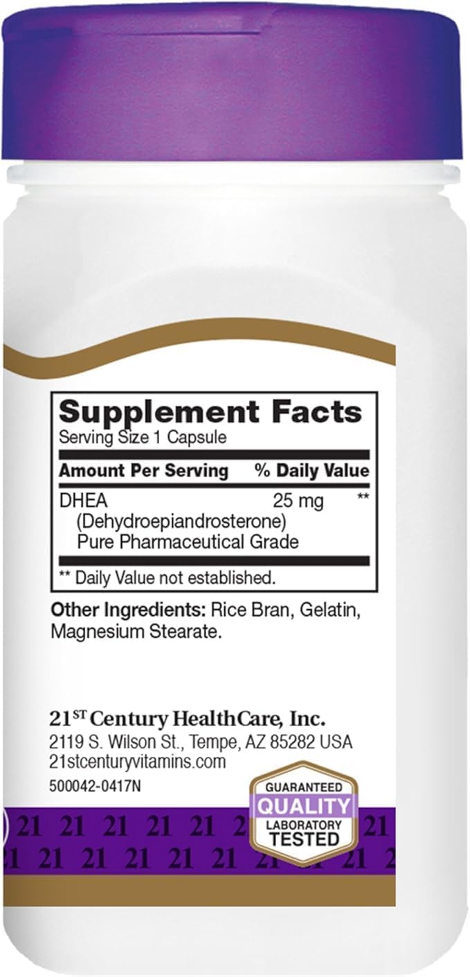 DHEA 25 mg, 90 Capsules (2-Pack) - 21st Century