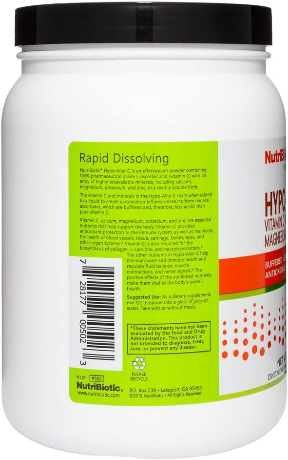 NutriBiotic Hypo-Aller C Powder - Buffered Vitamin C with Minerals, 2.2 lb (1 kg)