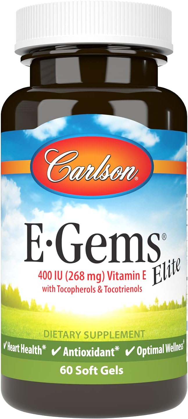 Carlson E-Gems Elite, 400 IU Vitamin E with Tocopherols & Tocotrienols, 60 Softgels