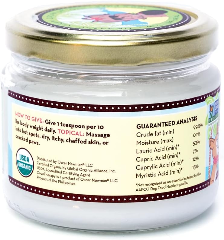 CocoTherapy Organic Virgin Coconut Oil, 227 g – Dog Supplement for Skin, Coat, Digestion & Immunity