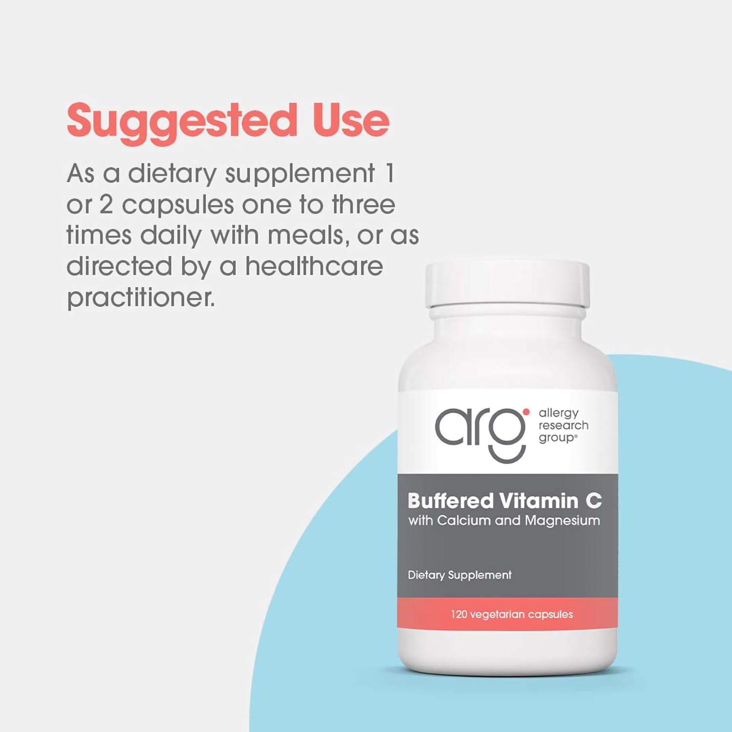 Allergy Research Group Buffered Vitamin C – 1000 mg, 120 Vegetarian Capsules
