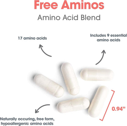 ARG Free Aminos - Free-Form Amino Acid Complex with 5-HTP - Essential Amino Acids for Muscle and Neurological Support - 100 Vegetarian Capsules