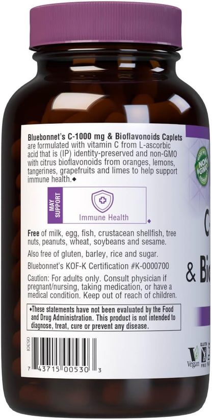 Bluebonnet Nutrition C-1000 mg Plus Bioflavonoids Caplets, 180 Count