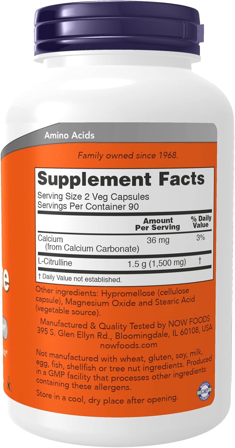 NOW Foods L-Citrulline 750 mg – 180 Capsules