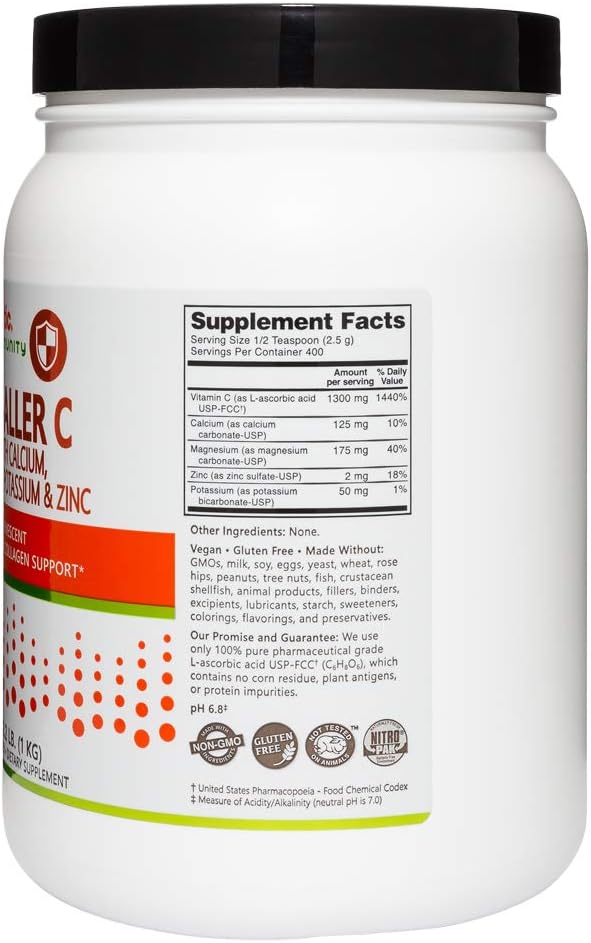NutriBiotic Hypo-Aller C Powder - Buffered Vitamin C with Minerals, 2.2 lb (1 kg)