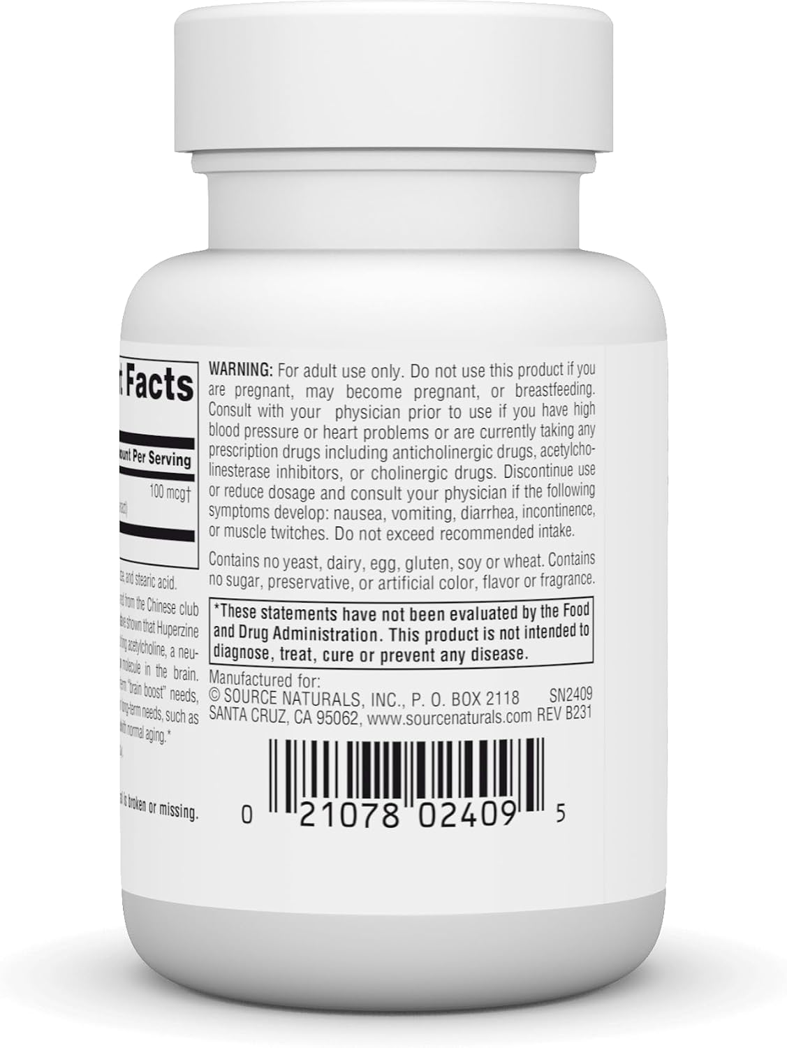 Source Naturals Huperzine A for Memory & Cognitive Support* - 100 mcg, 60 Tablets