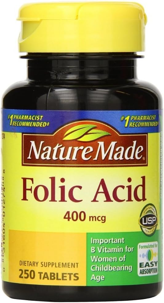 Nature Made Folic Acid 400 mcg, 250 Tablets (4-Pack)