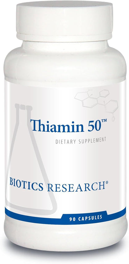 BIOTICS RESEARCH Thiamin 50™ – High Potency Vitamin B1 (Thiamine) 50 mg, 90 Capsules