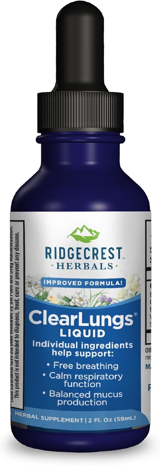 Ridgecrest Herbals ClearLungs Liquid Herbal Supplement, Orange Flavour, 2 fl oz (59 mL)