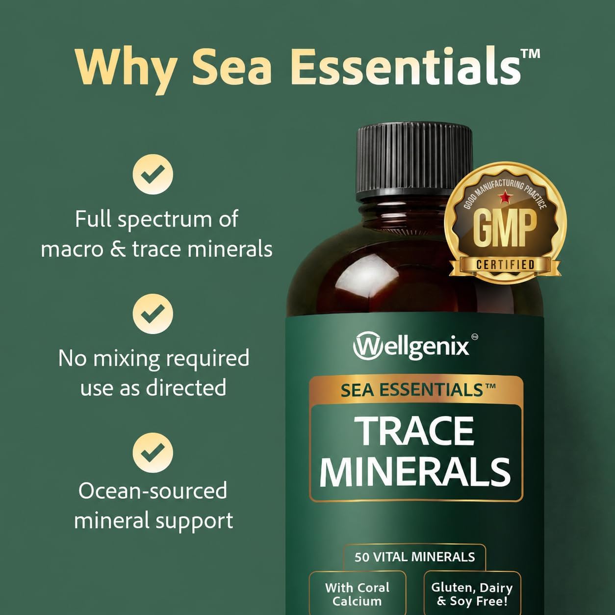 Wellgenix Sea Essentials Liquid Trace Minerals, 2-Pack, 946 mL Each