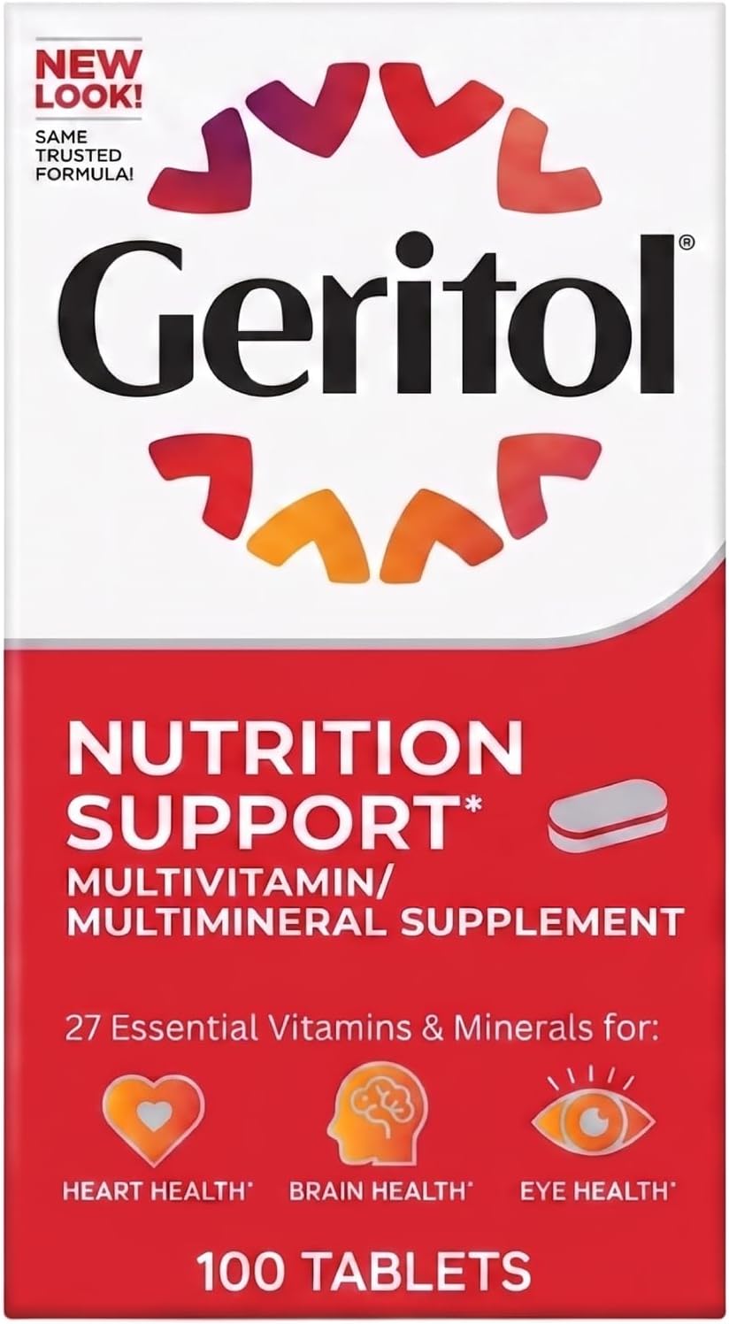 Geritol Multi-Vitamin Nutritional Support Tablets, 26 Essential Vitamins and Minerals, 100-Count Bottles (Pack of 2)