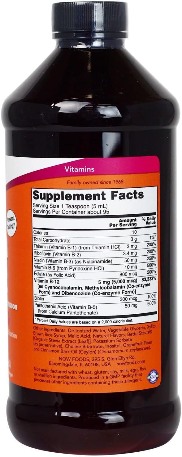 NOW Foods Ultra B-12 Liquid Cellular Energy Boost 5000 mcg - 473 mL (2-Pack)