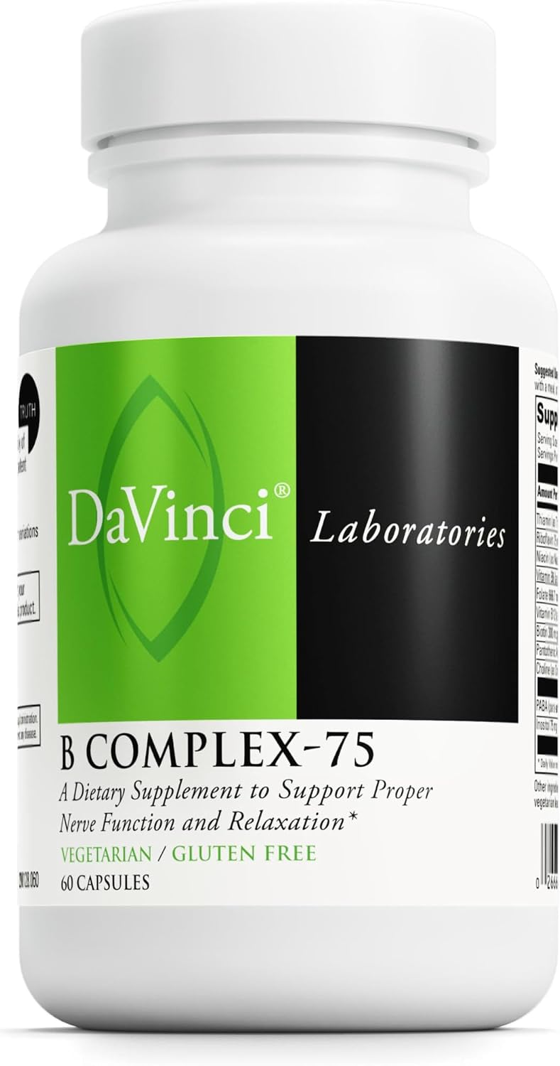 DAVINCI Labs B Complex-75 - Supports Relaxation and Proper Nerve Function* - Natural Health Product with 11 B Vitamins - Vegetarian - Gluten-Free - 60 Capsules