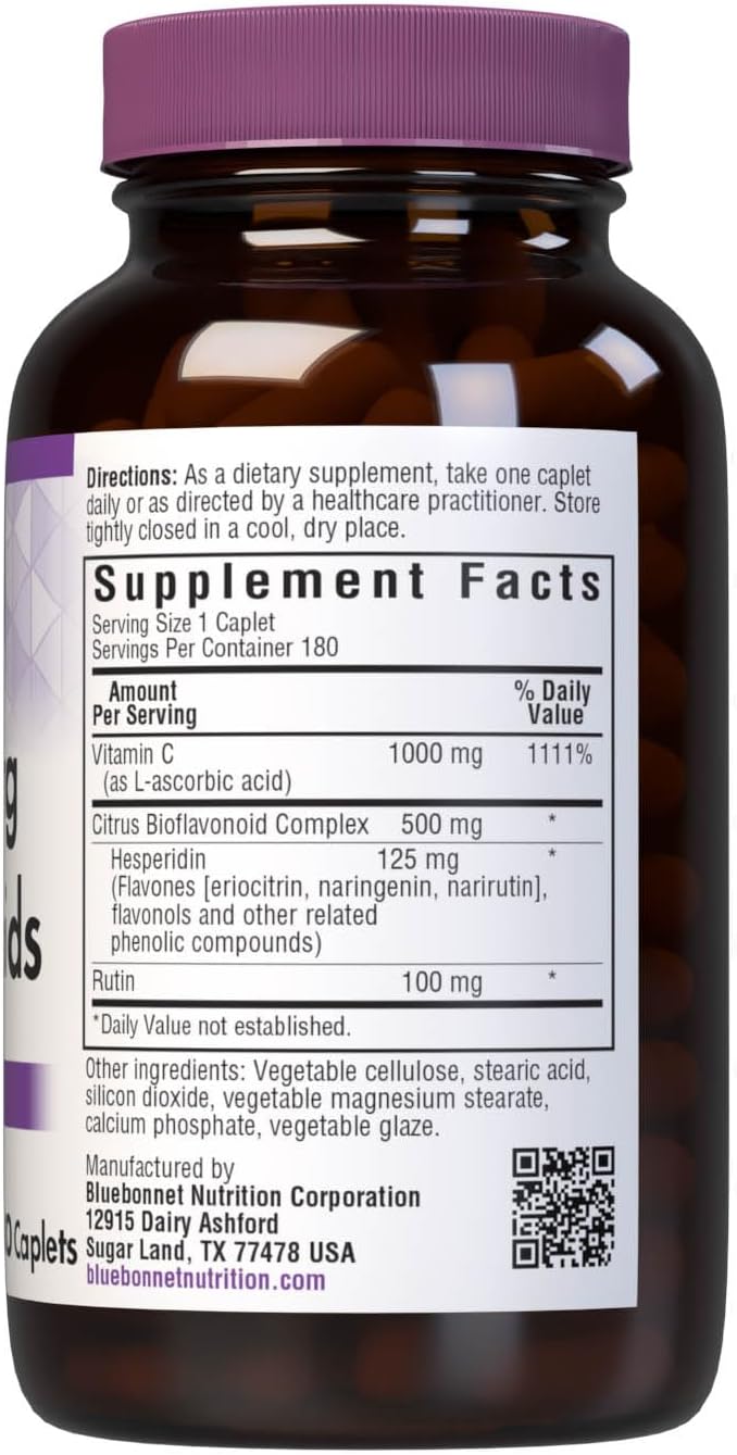 Bluebonnet Nutrition C-1000 mg Plus Bioflavonoids Caplets, 180 Count - görsel 2