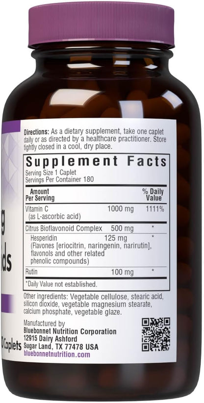 Bluebonnet Nutrition C-1000 mg Plus Bioflavonoids Caplets, 180 Count