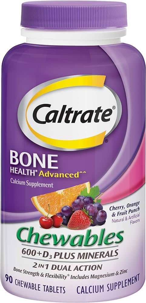 Caltrate Calcium & Vitamin D3 Supplement 600+D3 Plus Minerals Chewable Tablets, 90 Count (Pack of 2)