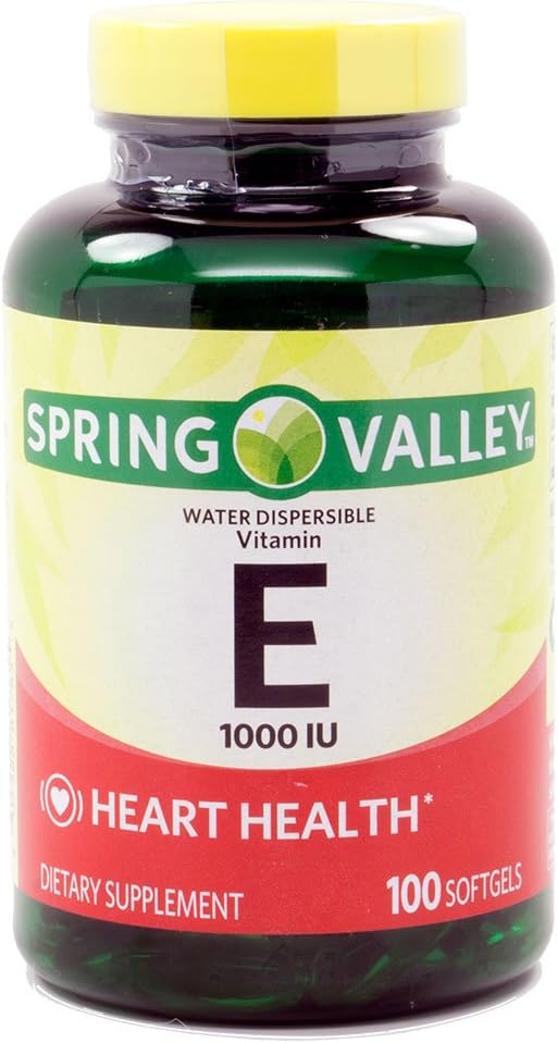 Spring Valley Vitamin E Water Soluble 1000 IU Softgels, 100 Count