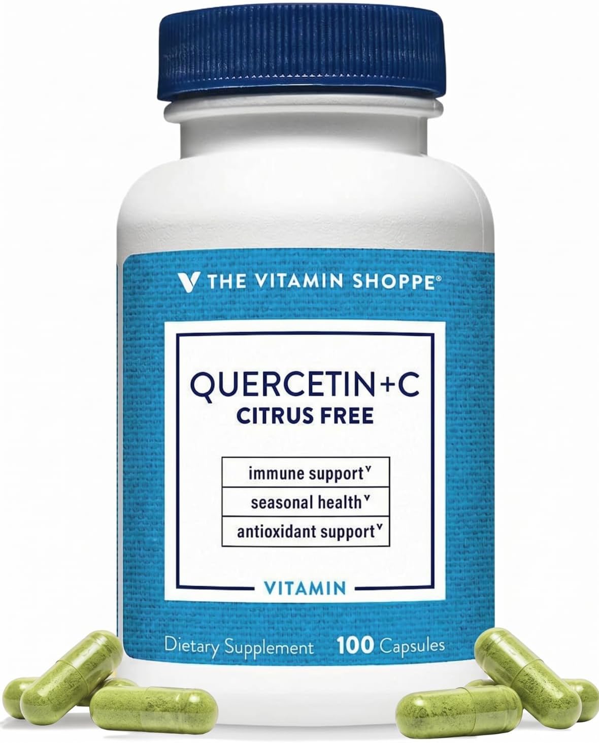 The Vitamin Shoppe Quercetin + C – Citrus-Free – 1400mg Vitamin C & 500mg Quercetin – Immune Support – 100 Capsules