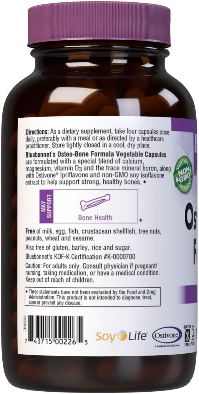 BlueBonnet Osteo-Bone Formula – Bone Health Support, 180 Vegetarian Capsules