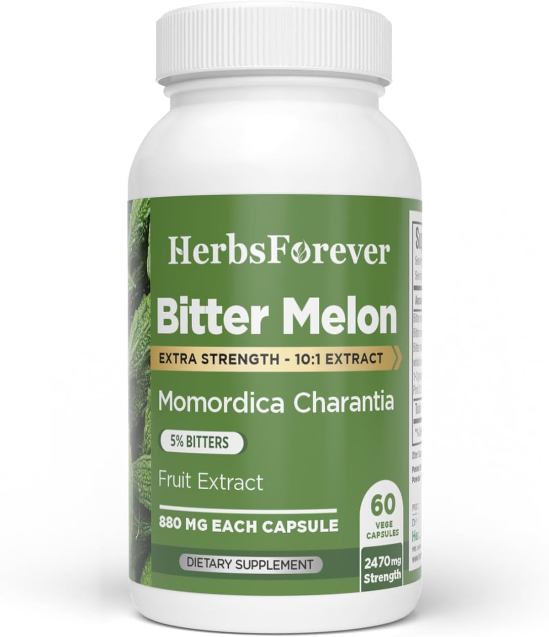 HerbsForever Bittermelon/Gourd Extra Strength (10:1) Extract – 800mg, 60 Veg Capsules