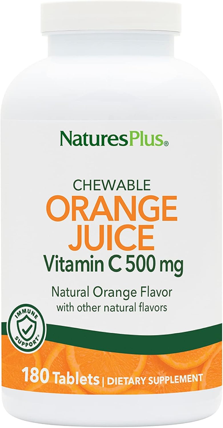 NaturesPlus Orange Juice Chewable Vitamin C, 500 mg, 180 Tablets