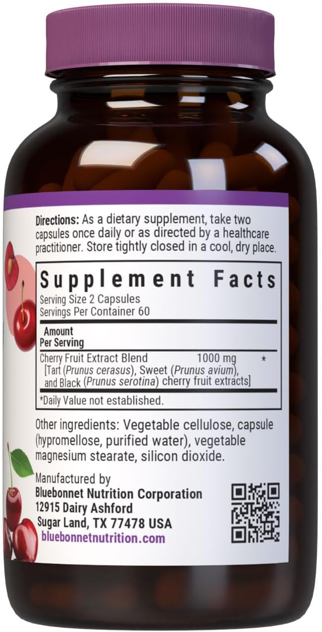 BlueBonnet Super Fruit Cherry Fruit Extract Supplement – 1000 mg, 120 Vegetable Capsules