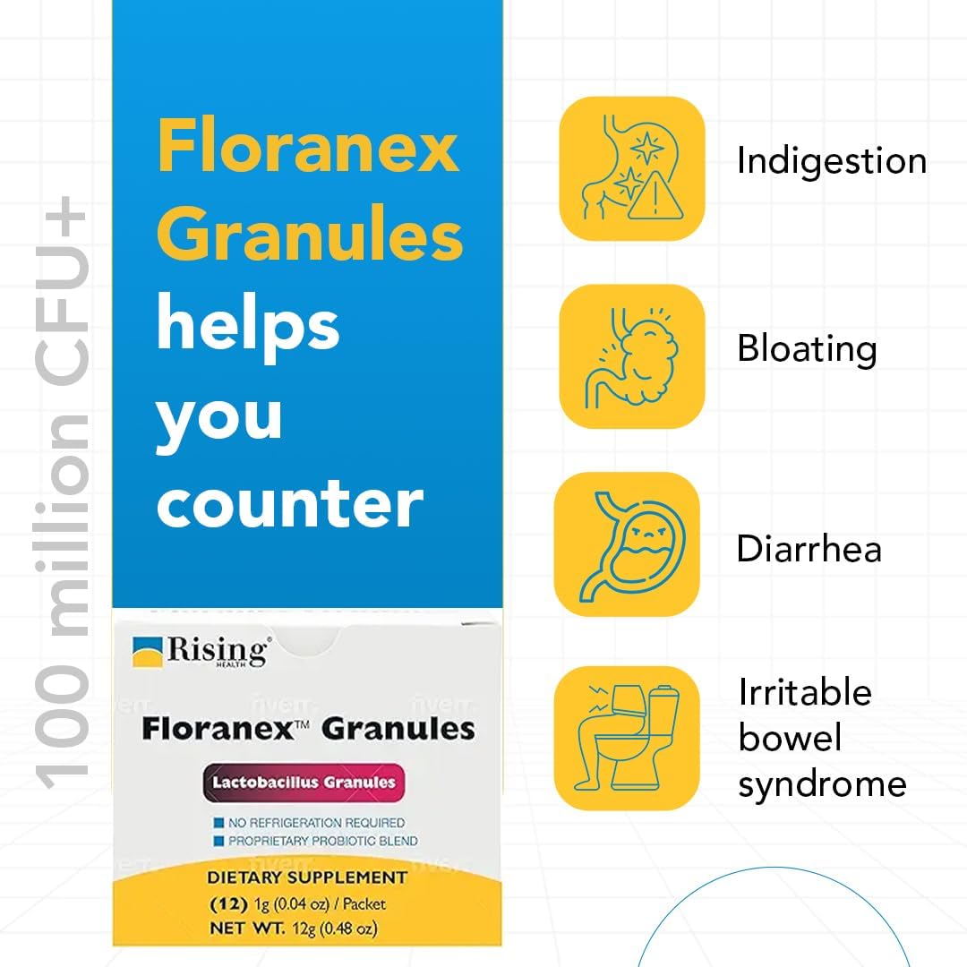 Rising Health Floranex Lactobacillus Probiotic Supplement Granules - 12 Packets
