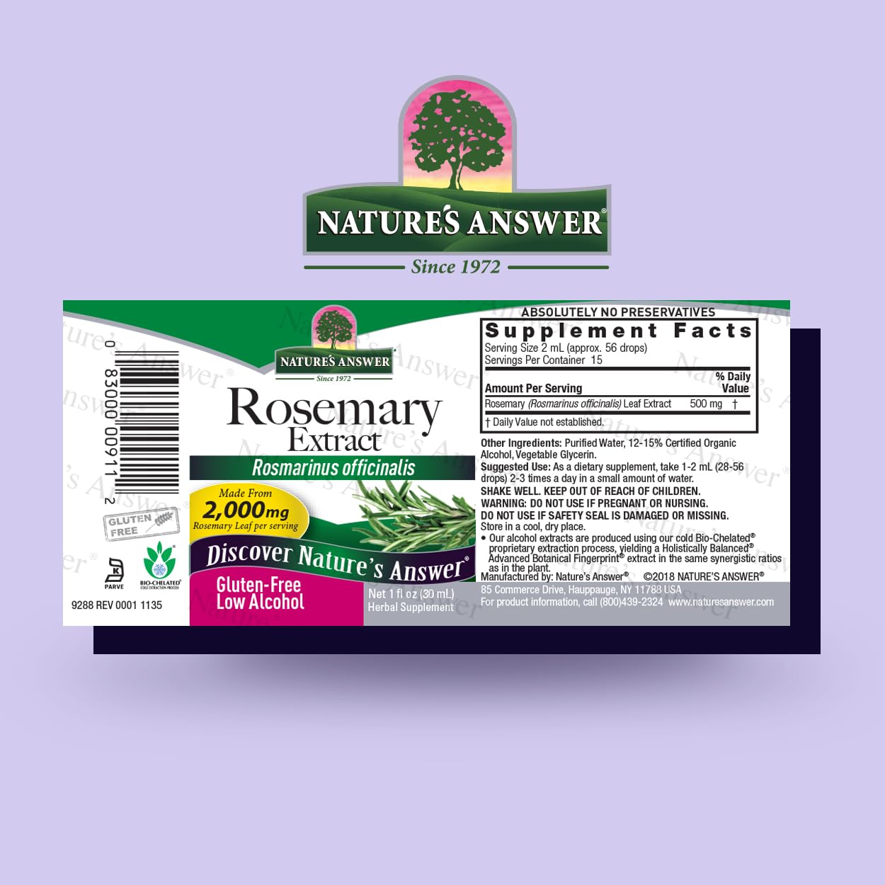 Nature's Answer Rosemary Leaf Liquid Extract with Organic Alcohol, 30 mL